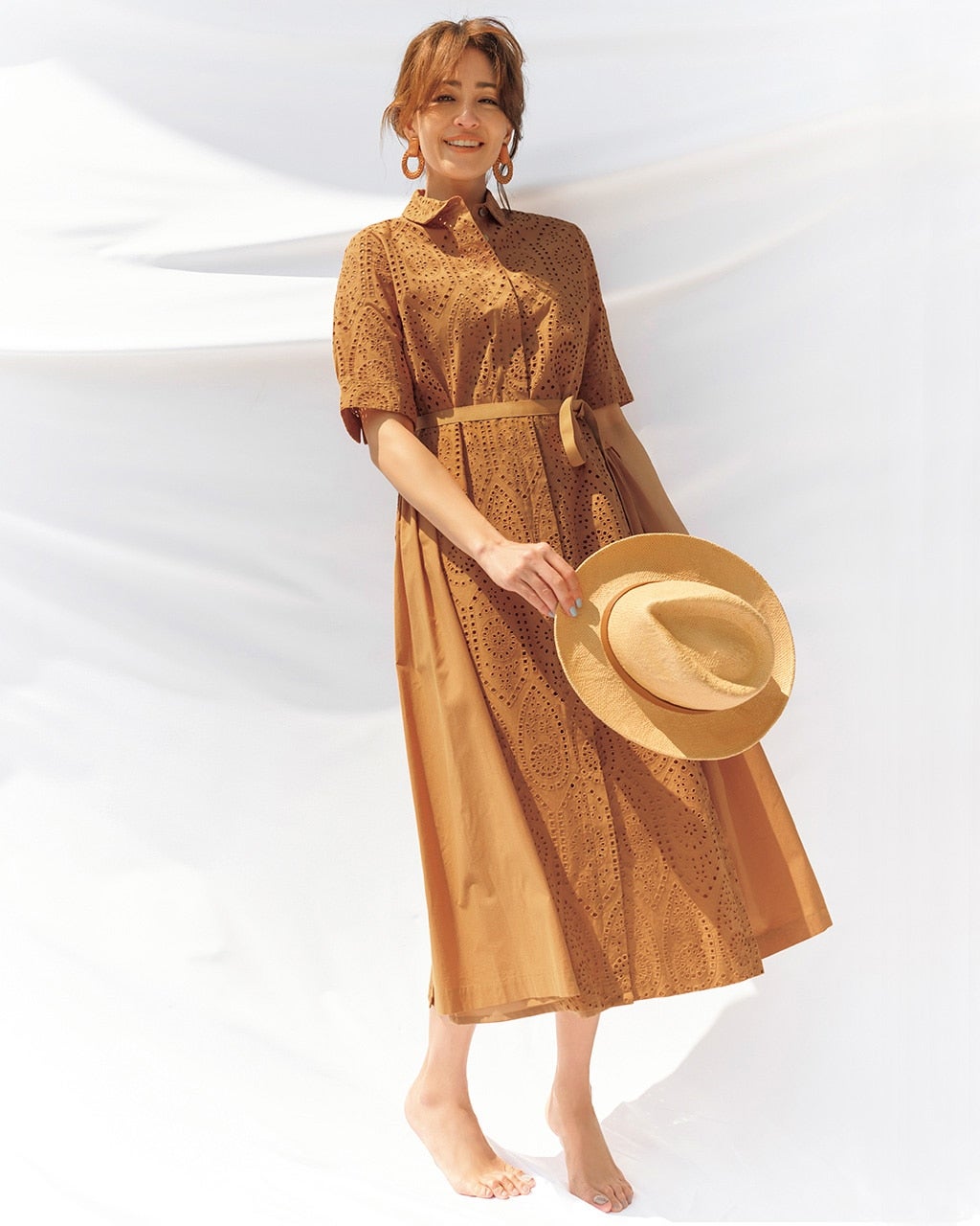 カットワークレース・サイド切替ワンピース/DoCLASSE