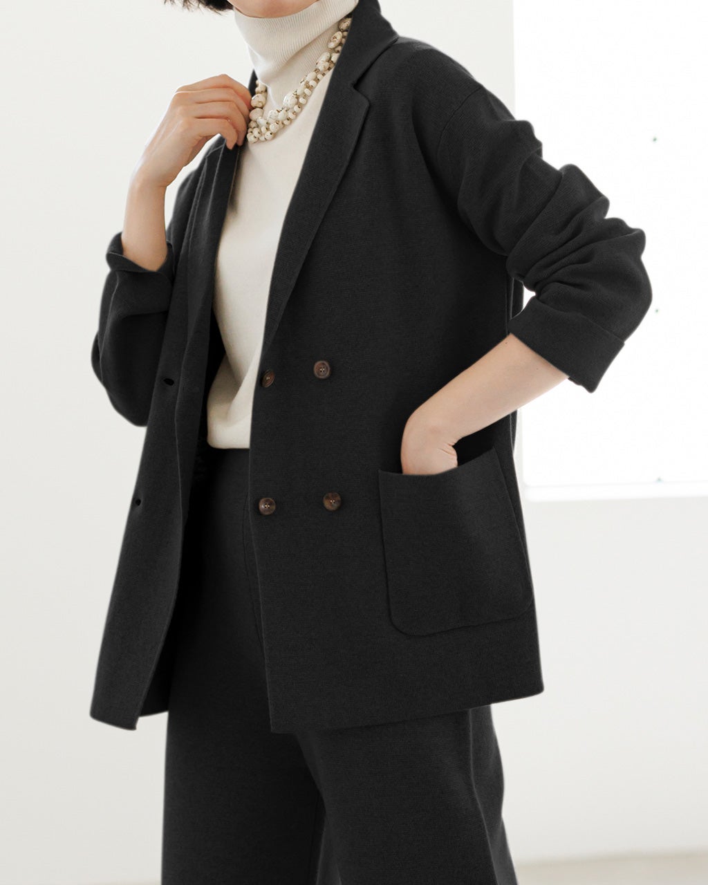 イタリア糸・カシミヤ混ニットジャケット/DoCLASSE