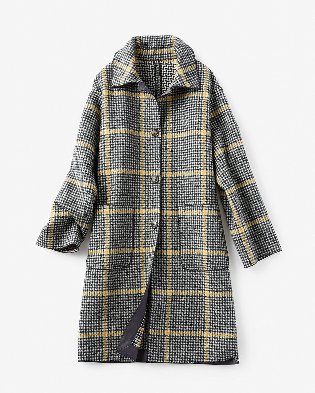 ウール混モッサ・ウィンドウチェックコート/DoCLASSE