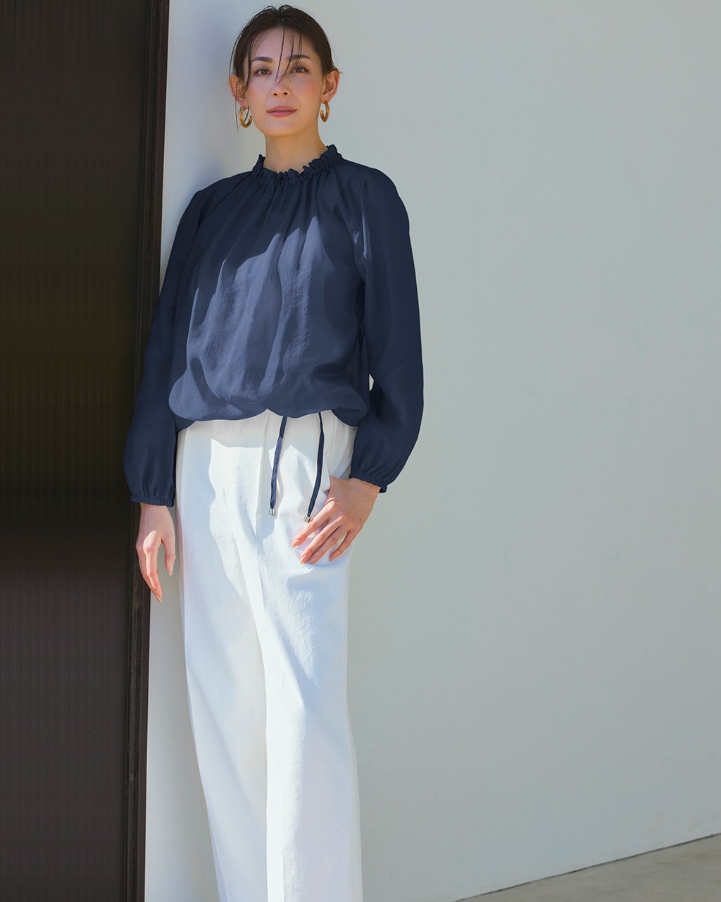 ハイネック・シアーブラウス/DoCLASSE