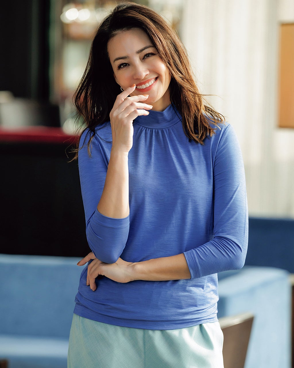 UVスラブ・ギャザーハイネックブラウス7分袖/DoCLASSE