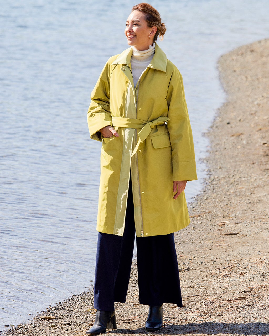 マジカルサーモ・配色ステンカラーコート/DoCLASSE