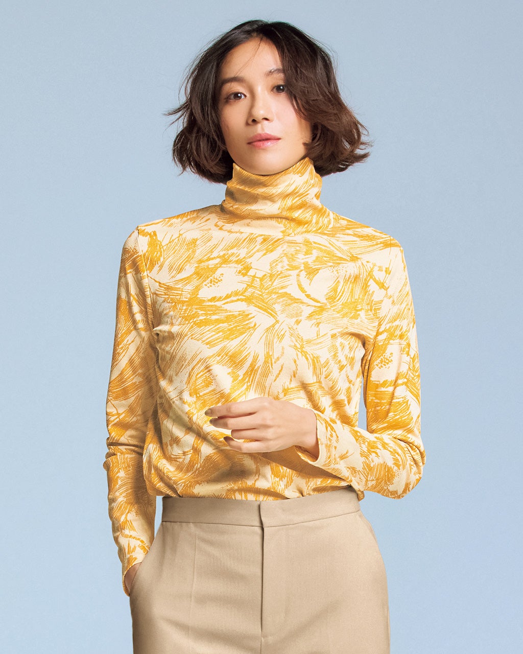 超長綿・タートルネック／総柄/DoCLASSE