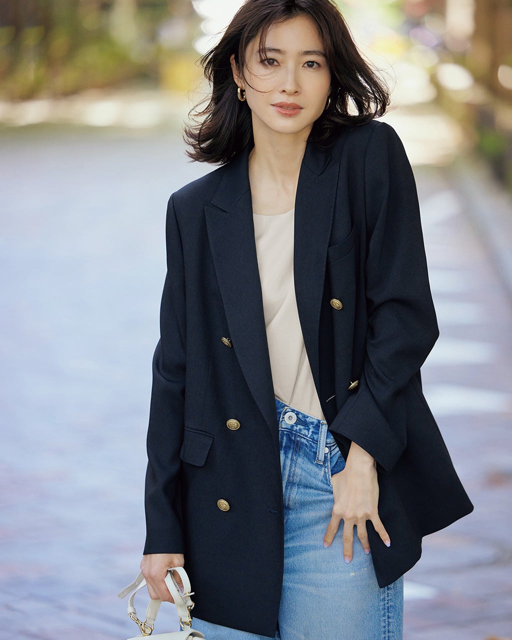 尾州産ミックスウール・ダブルブレストジャケット/DoCLASSE