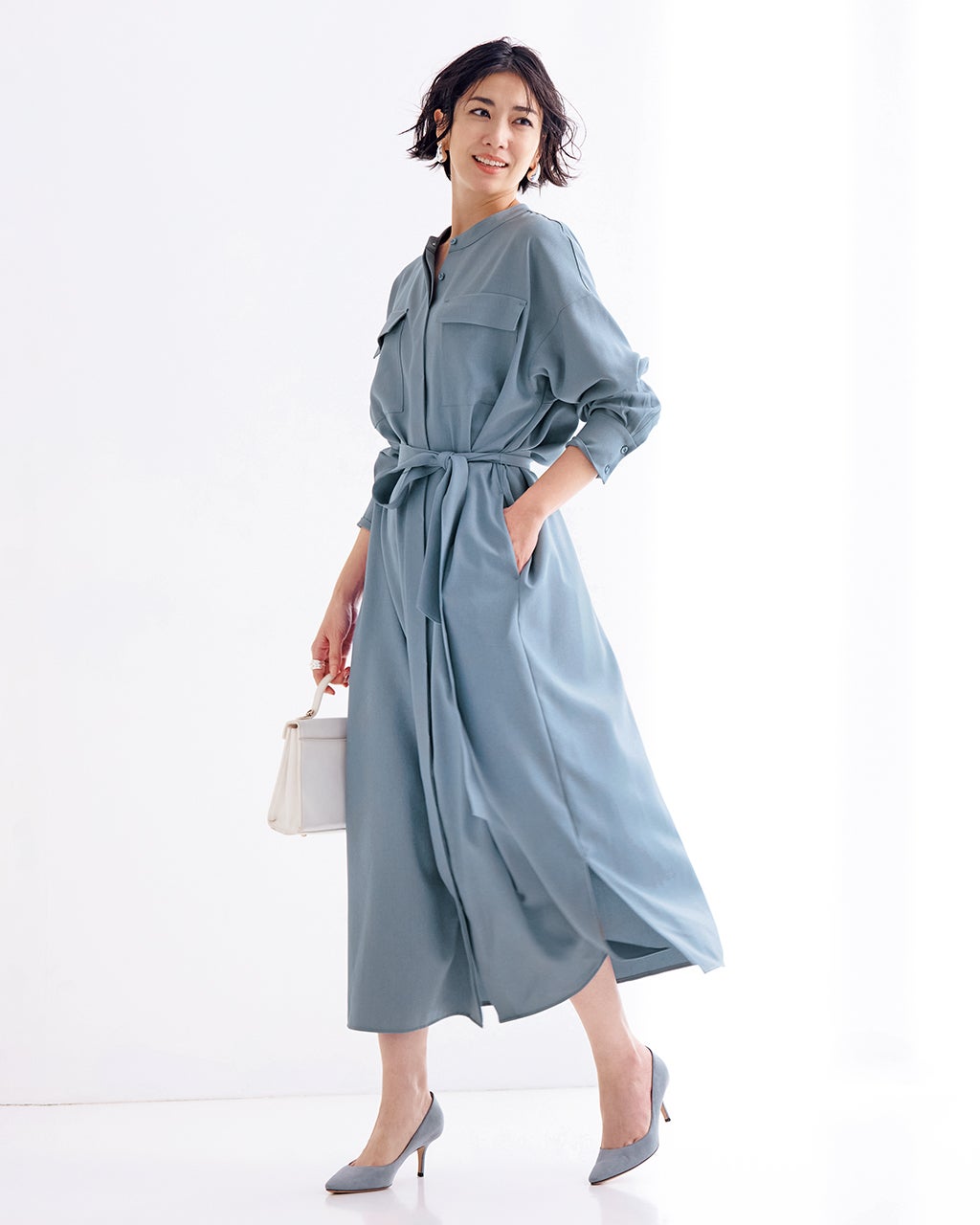 サキソニー・バンドカラーシャツワンピース/DoCLASSE