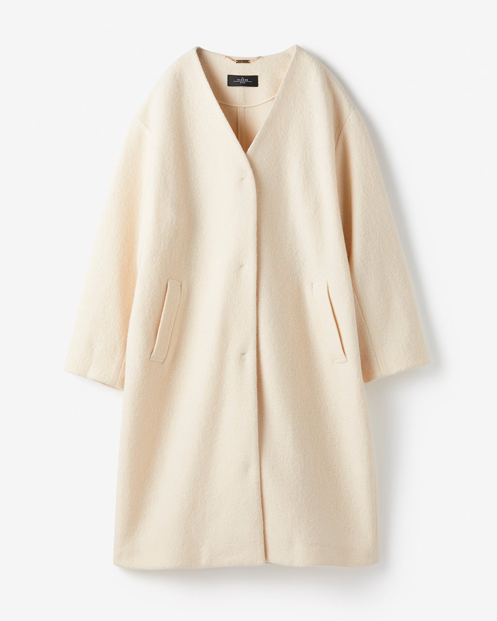 ピュアウールブークレ・ノーカラーコート/DoCLASSE