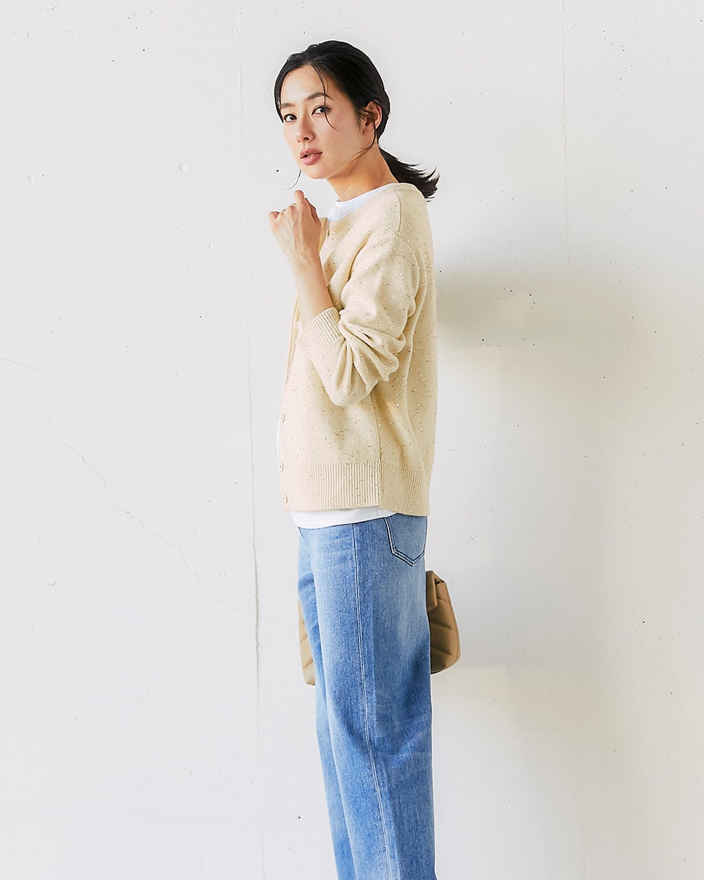 ウール混・スパンコールラメカーディガン/DoCLASSE