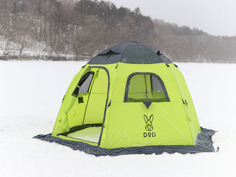 ワンタッチフィッシングテント（ライムグリーン・ベージュ 5人用） T5