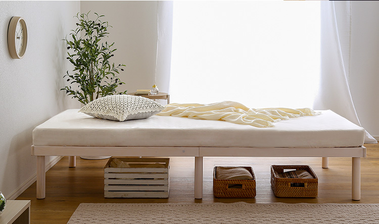 パイン材高さ2段階調整脚付きすのこベッド(セミダブル) Twily - 家具