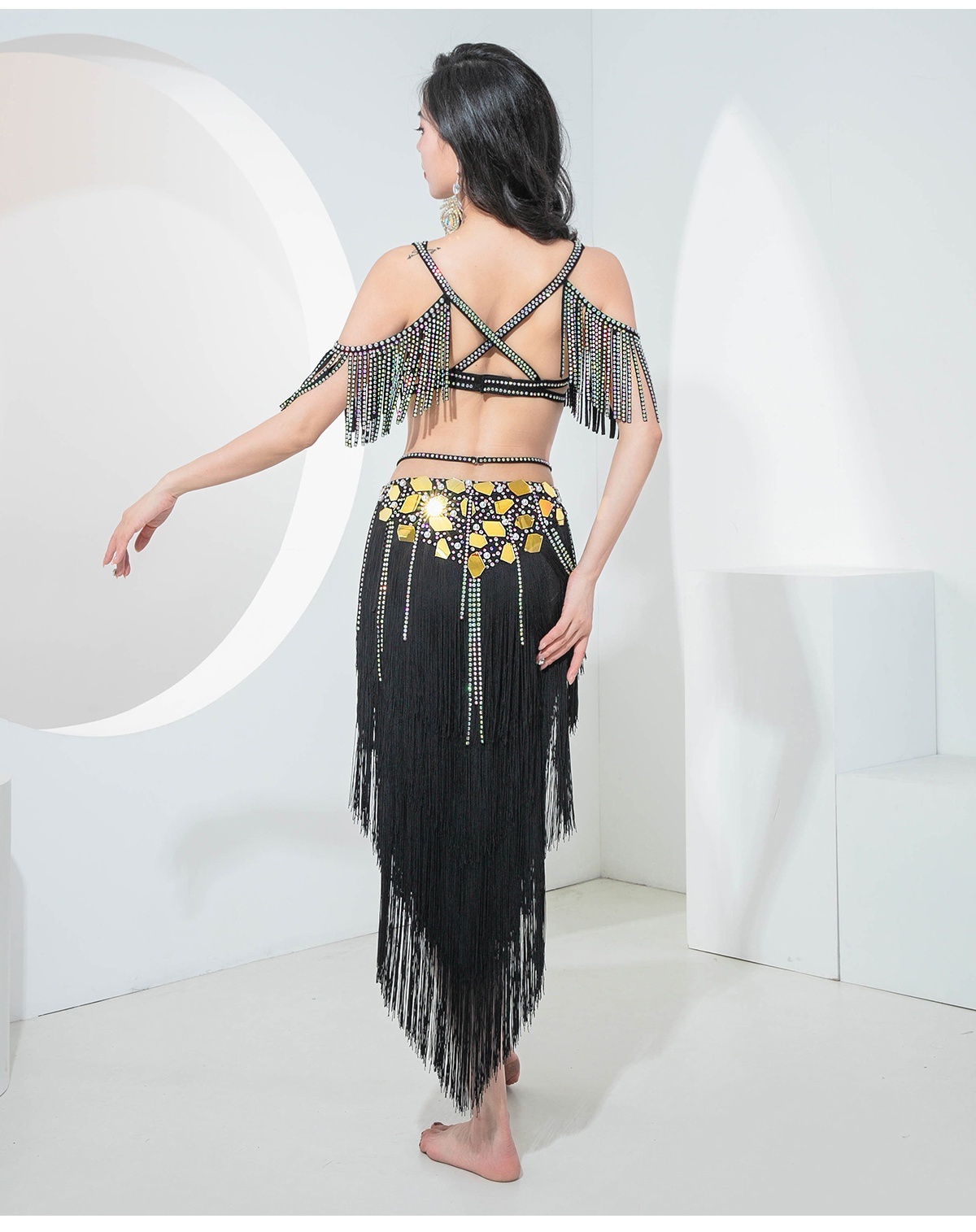 ベリーダンス衣装コスチューム--ブラ＋ タッセルベルトYC111