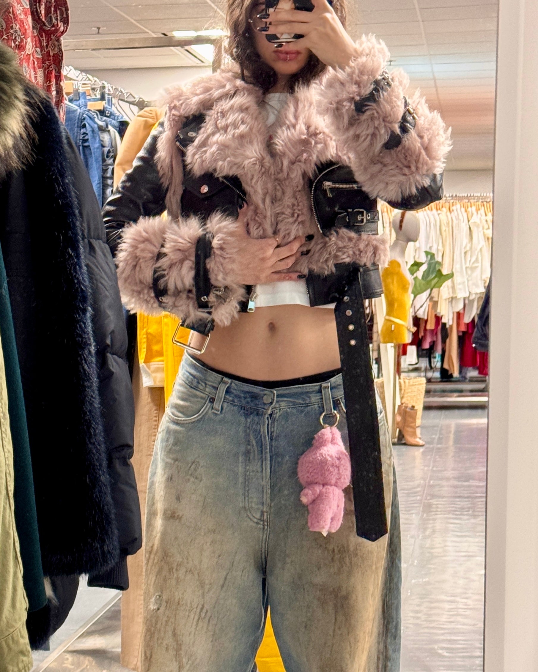 Alexander McQueen F/W 17-18 Fur Leather Runway Moto Jacket XXS-S