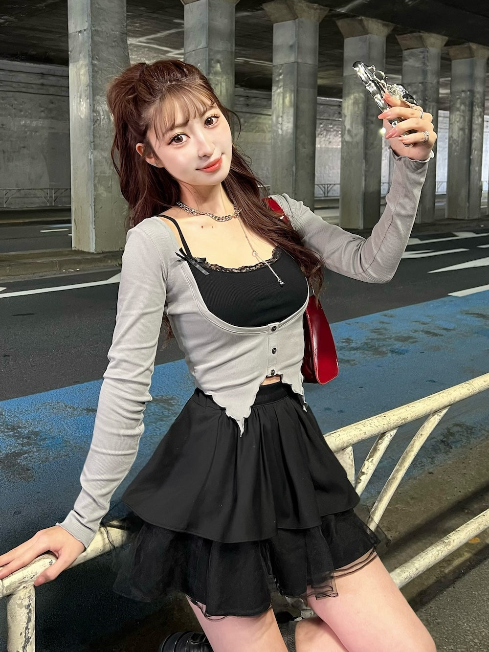 リボンレースレイヤードリブトップス – Darich (ダーリッチ)