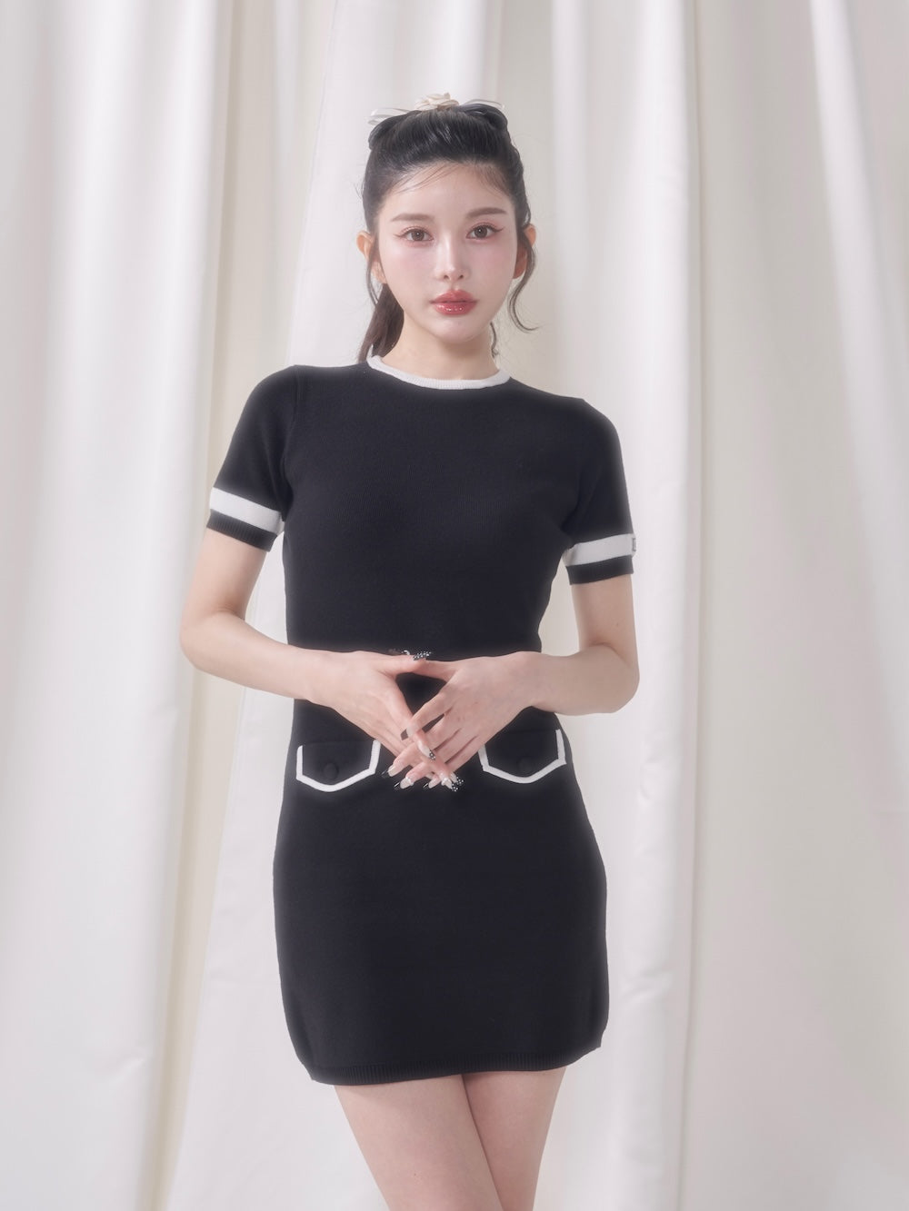 バイカラーラインニットミニワンピース – Darich (ダーリッチ)