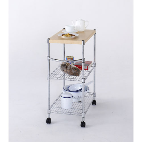 木棚付キッチンワゴン60W MD6074-3MW メタルラックΦ19