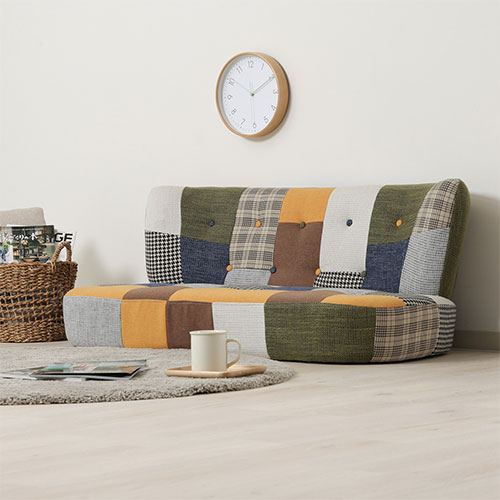 ソファ パッチワーク 二人掛け デイジー 2WAY 脚取り外し可能 36218 不