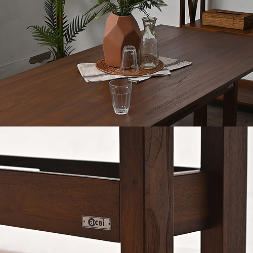 チーク無垢材 ローダイニングテーブル ACT477KA サンフラワーラタン