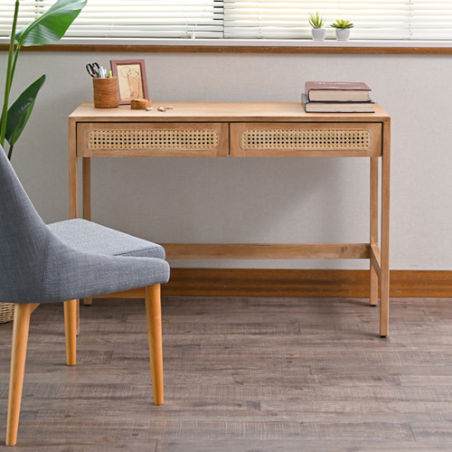 ラタン×チーク無垢材 コンソールデスクT488XP T488XP サンフラワー