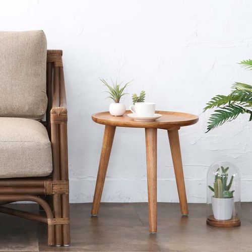 チーク無垢材 サイドテーブルT080XP T080XP サンフラワーラタン 木製