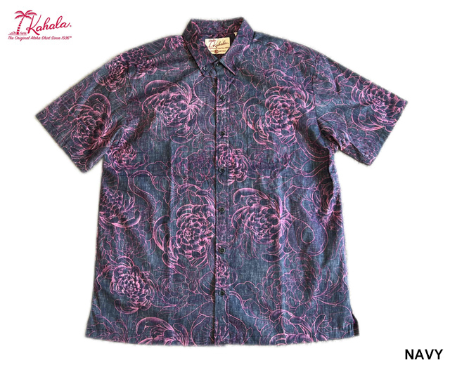 KAHALA カハラ アロハシャツ LUCKY OLELO ボタンダウン 裏生地 ハワイ製