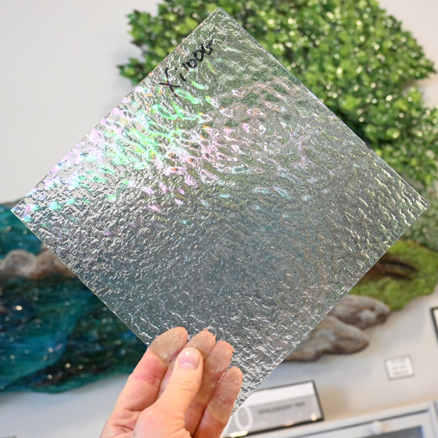 Oceanside Clear Iridized Granite - 96 COE Stained Glass Sheets