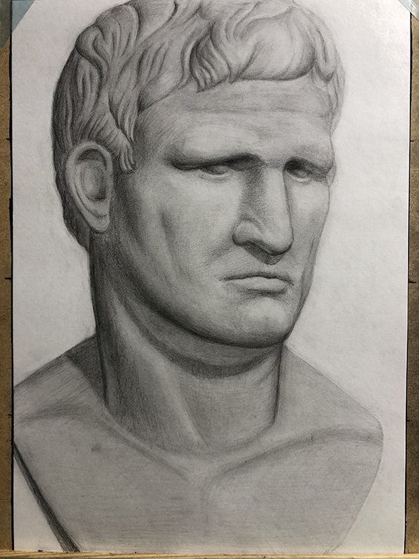 投稿デッサン無料添削 石膏像「アグリッパ」のデッサン