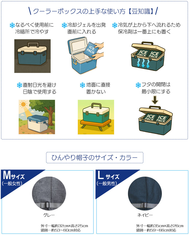 アニちゃんマークのひんやり帽子最強セット【本体＋冷却ジェル＋保冷剤