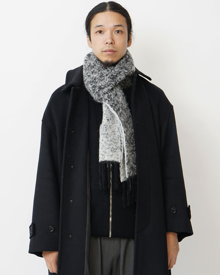 Two Colour Woolly Scarf / BLACK × WHITE | THE INOUE BROTHERS