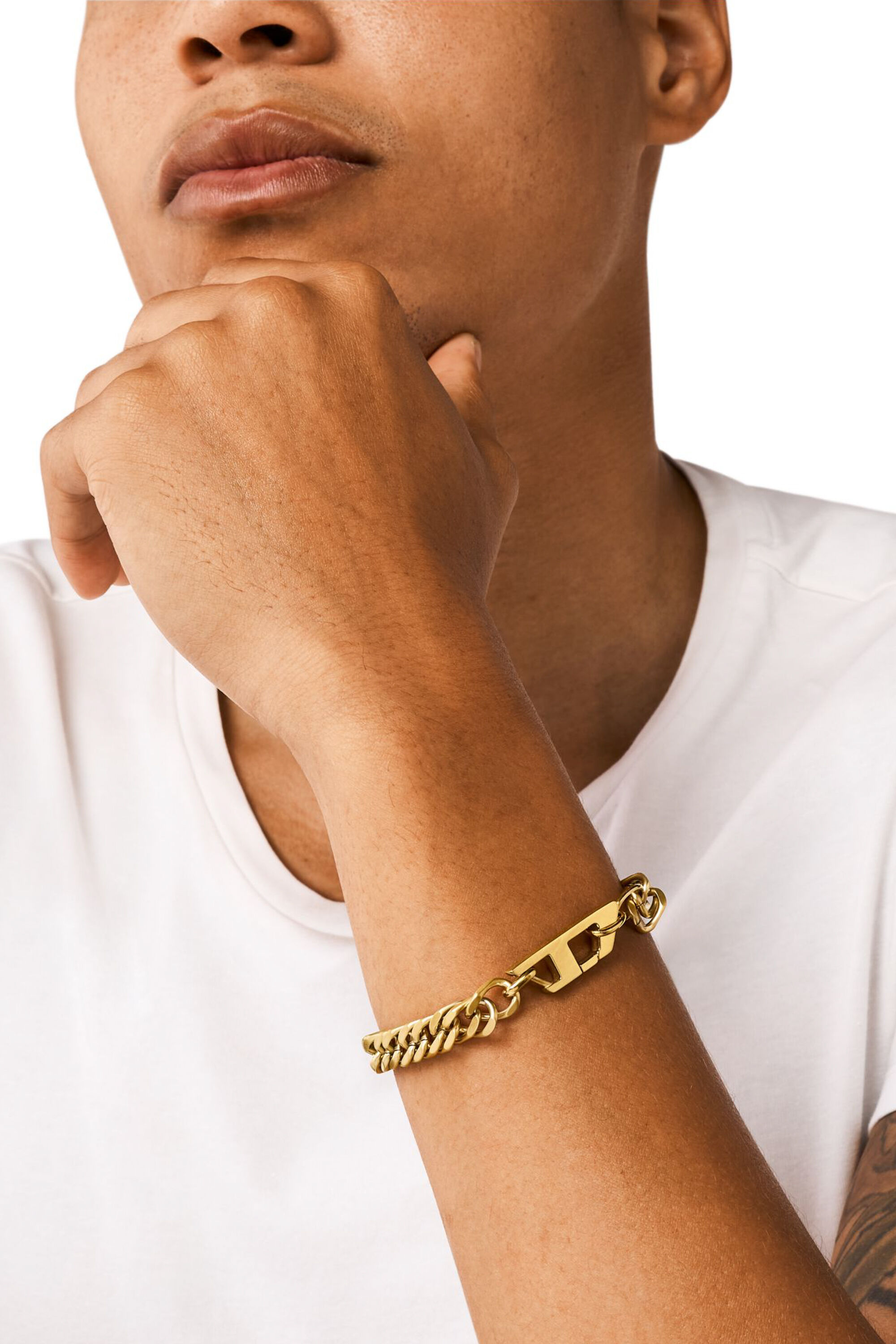 DX1511710 Matte Gold-Tone Stainless Steel Chain Bracelet｜ゴールド