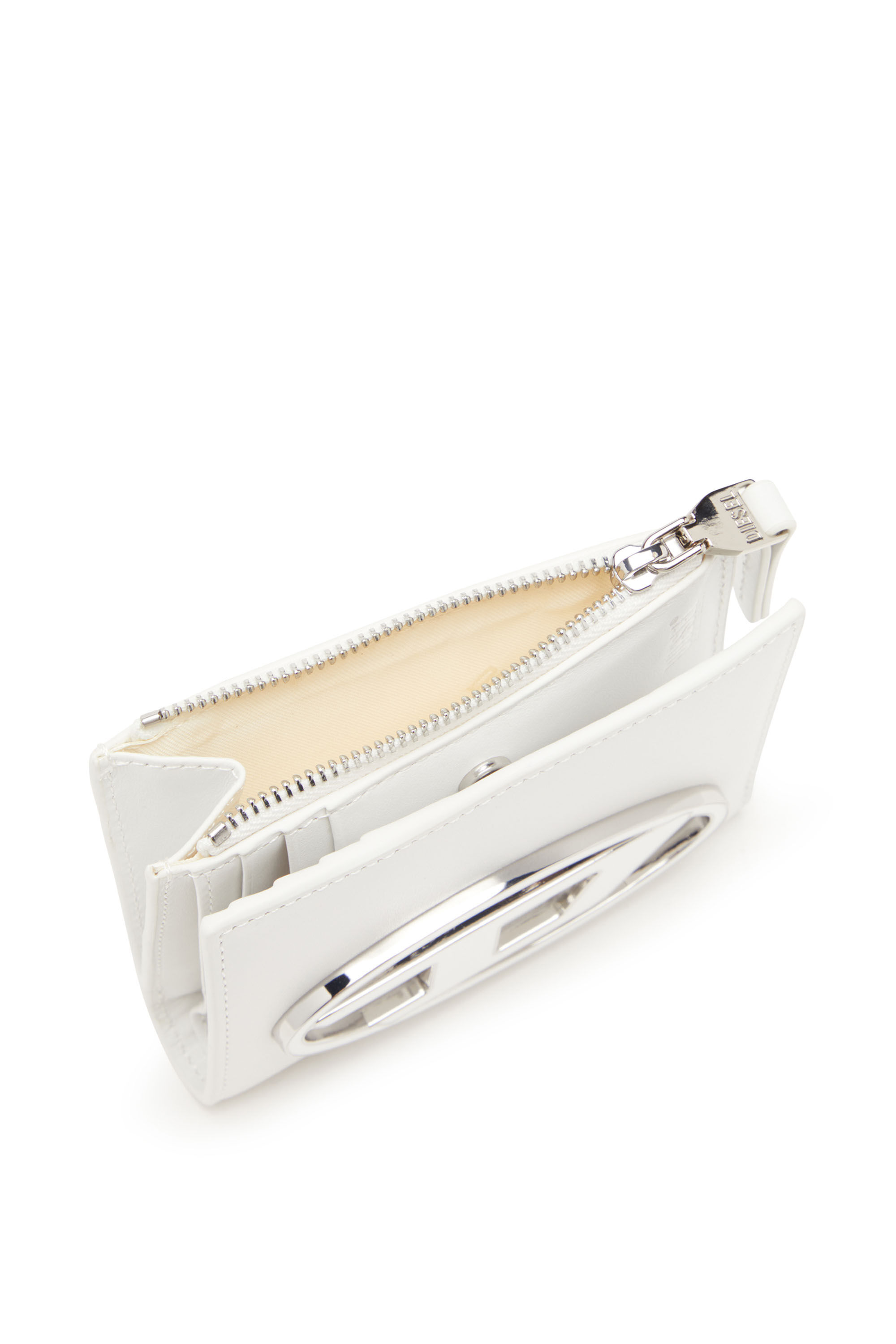 1DR BI-FOLD ZIP II Small leather wallet with logo plaque｜ホワイト