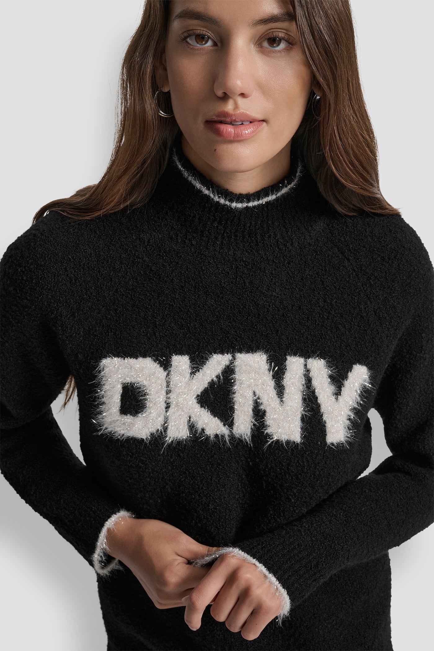 Dkny Tinsel Logo Long Sleeve Raglan Sweater | Sweater | DKNY