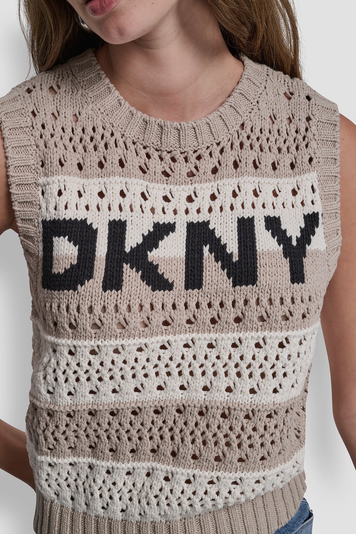 Striped Pointelle Stitch Sweater | Sweater | DKNY