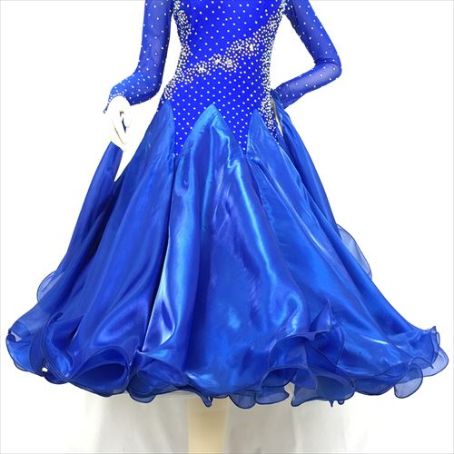 新色 オーダーメイド 社交ダンス衣装 蝶々 スタンダードドレス 羽根