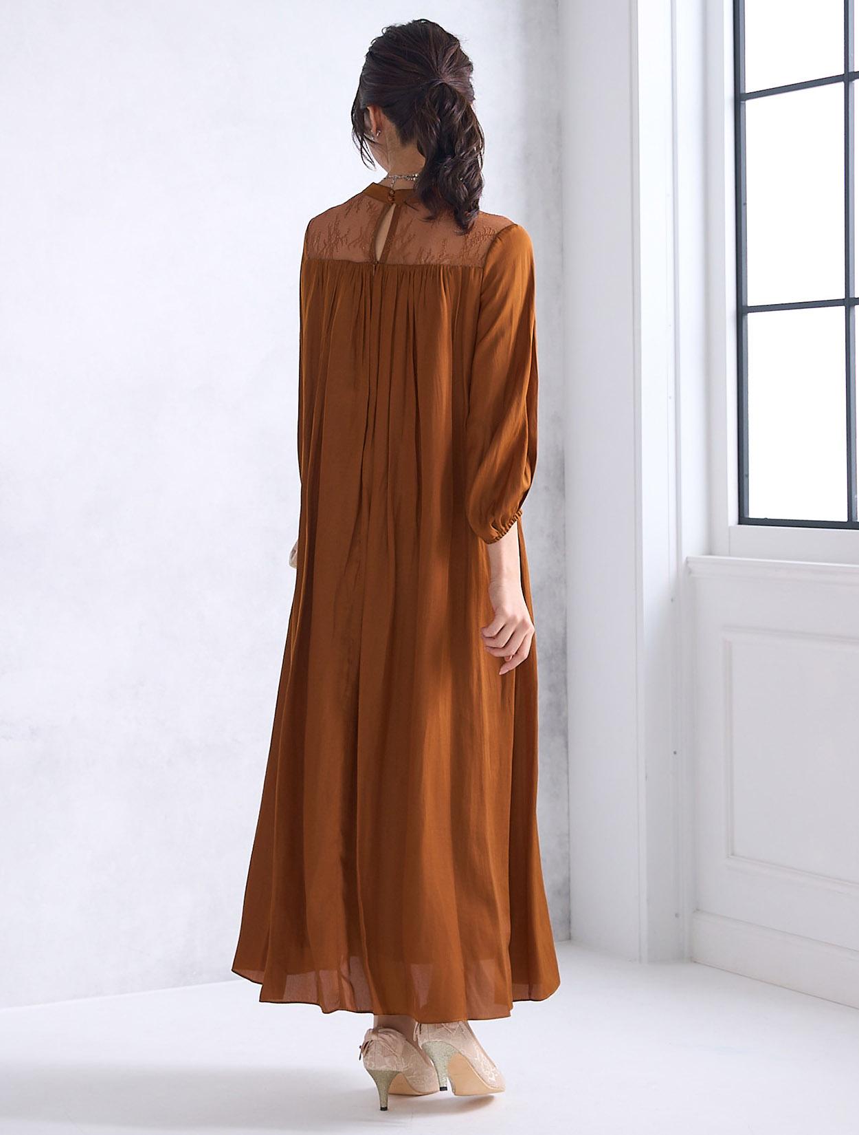 M～L】サテン×ウエストリボンドレス（オレンジ）DPSET0575のレンタル