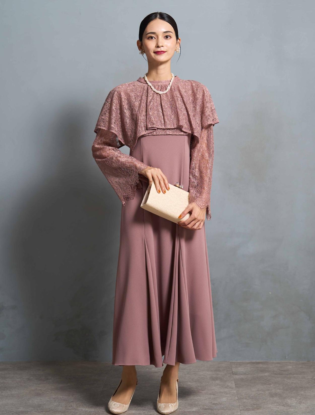 M/L】2wayケープレイヤードドレス（ピンク）DPSET0632のレンタルページ