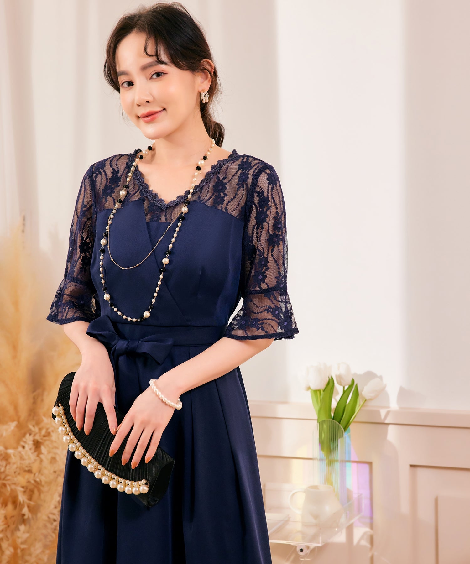 パーティードレス フォーマルワンピース フォーマルドレス ネイビー