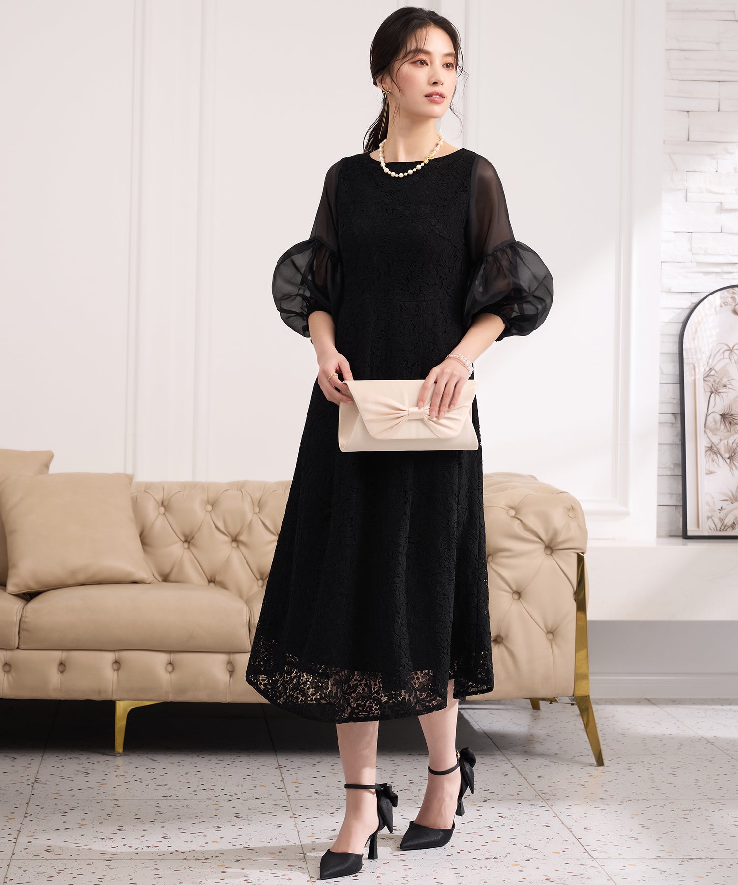 しっとり大人華やかなレースワンピースcy88652 ブラック – [公式