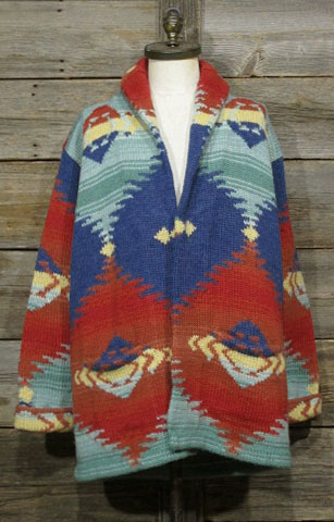 カーディガン [KM105] RALPH LAUREN ローレン ネイティブ柄ハンド