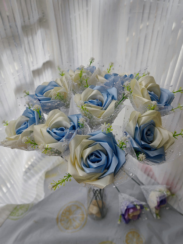 Wholesales handmade finished ribbon rose flowers for gift – Duo