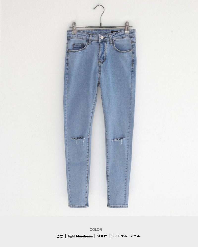 二ーカットライトブルースキニーデニムパンツ・全1色 | レディース