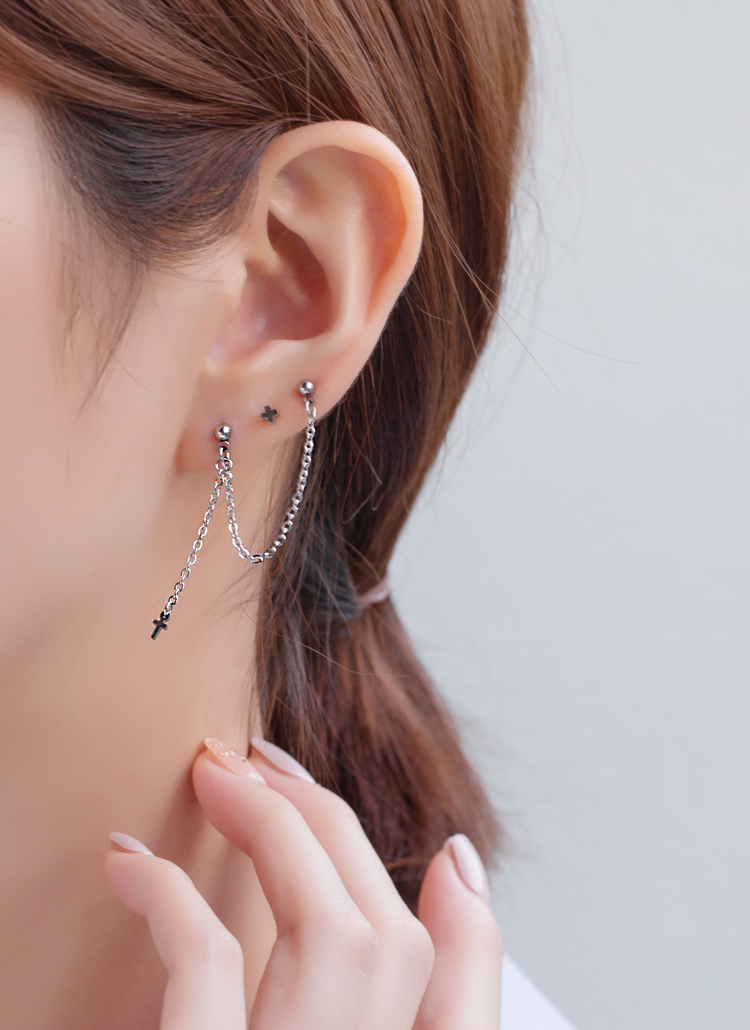 ミニクロスチェーンピアス(片耳用) | レディースファッション通販 - DHOLIC