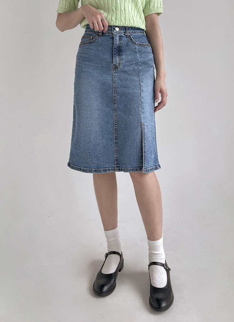 シークレットゴムスリットデニムスカート | レディースファッション