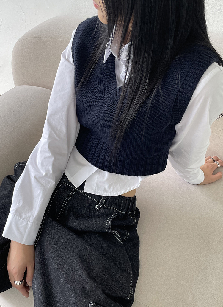 ウール混クロップドニットベスト | レディースファッション通販 - DHOLIC