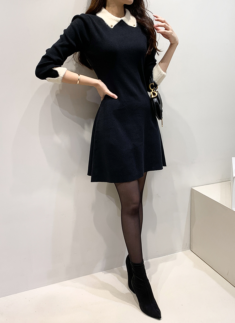 バイカラーニットフレアワンピース | レディースファッション通販 - DHOLIC