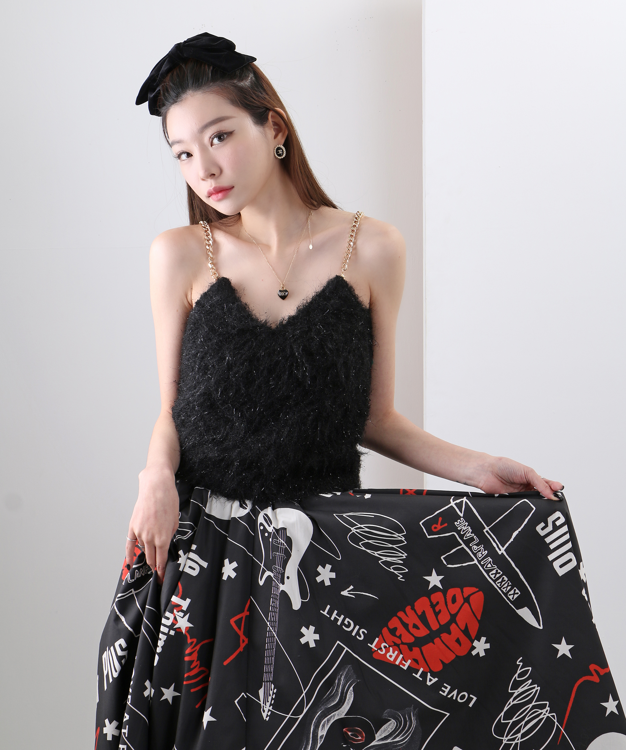 チェーンストラップ付シャギーキャミソール | レディースファッション