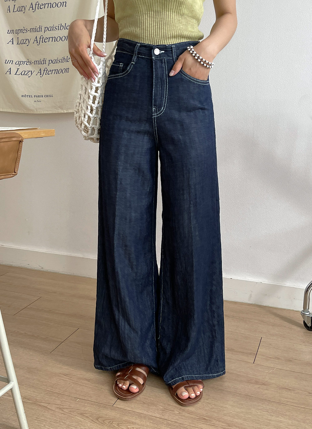 ステッチセンタープレスデニムパンツ | レディースファッション通販