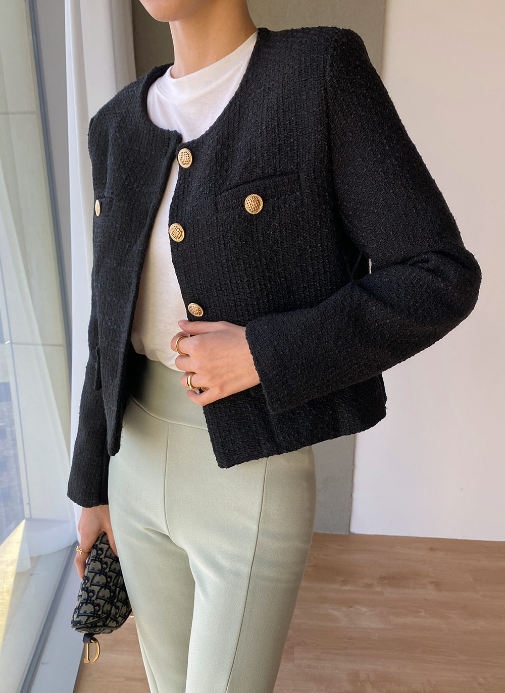 ゴールドボタンツイードジャケット | レディースファッション通販 - DHOLIC
