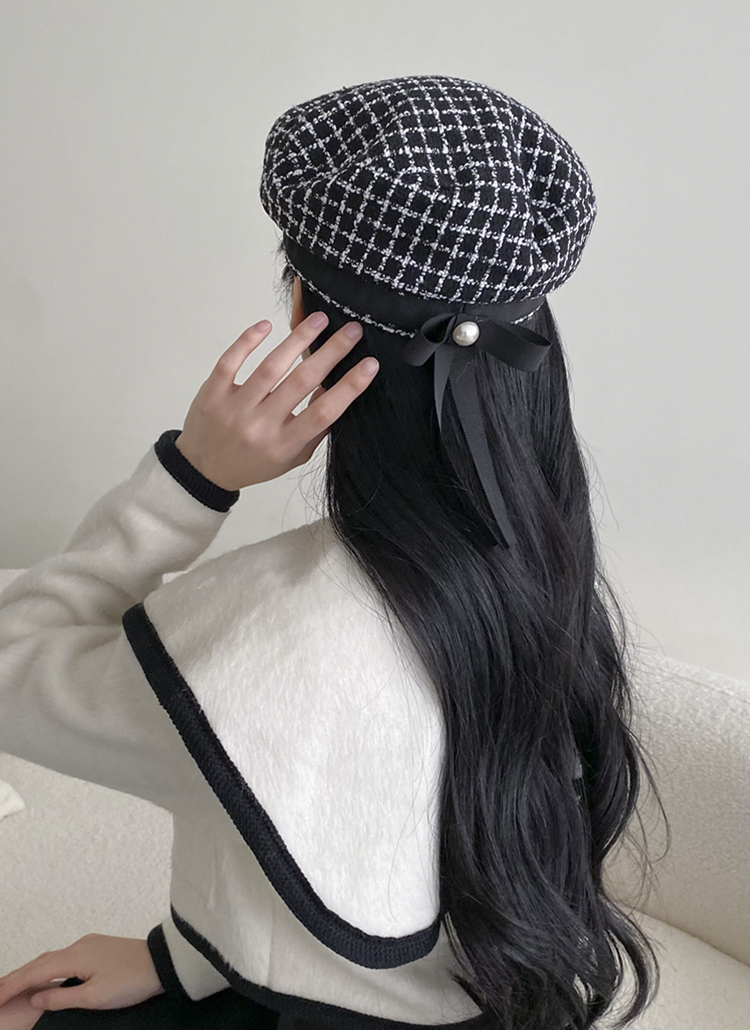 リボンブローチ付ツイードベレー帽 | レディースファッション通販 - DHOLIC