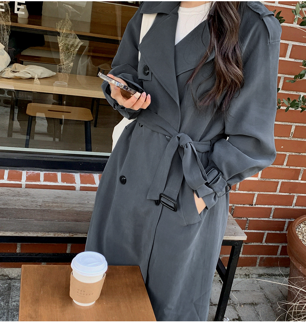 ベルト付ショルダーストラップトレンチコート | レディース
