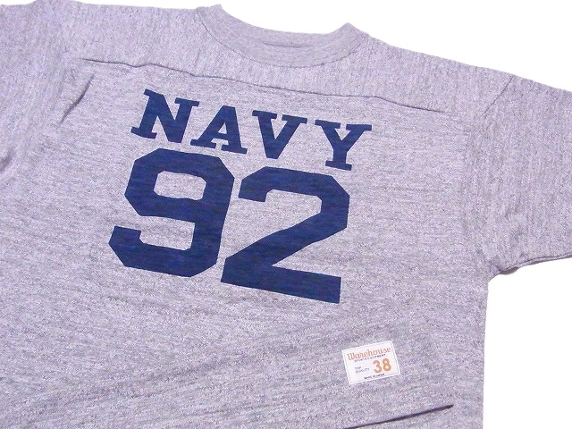 WAREHOUSE[ウエアハウス] フットボールT 4063 NAVY 92 7分袖