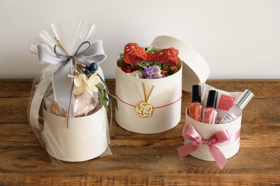 ファルカタ材円形ギフトボックス-3｜ギフト、ラッピング用品、包装資材